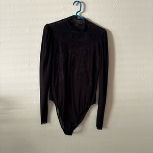 Urban Outfitters Black Fitted Long Sleeve Bodysuit